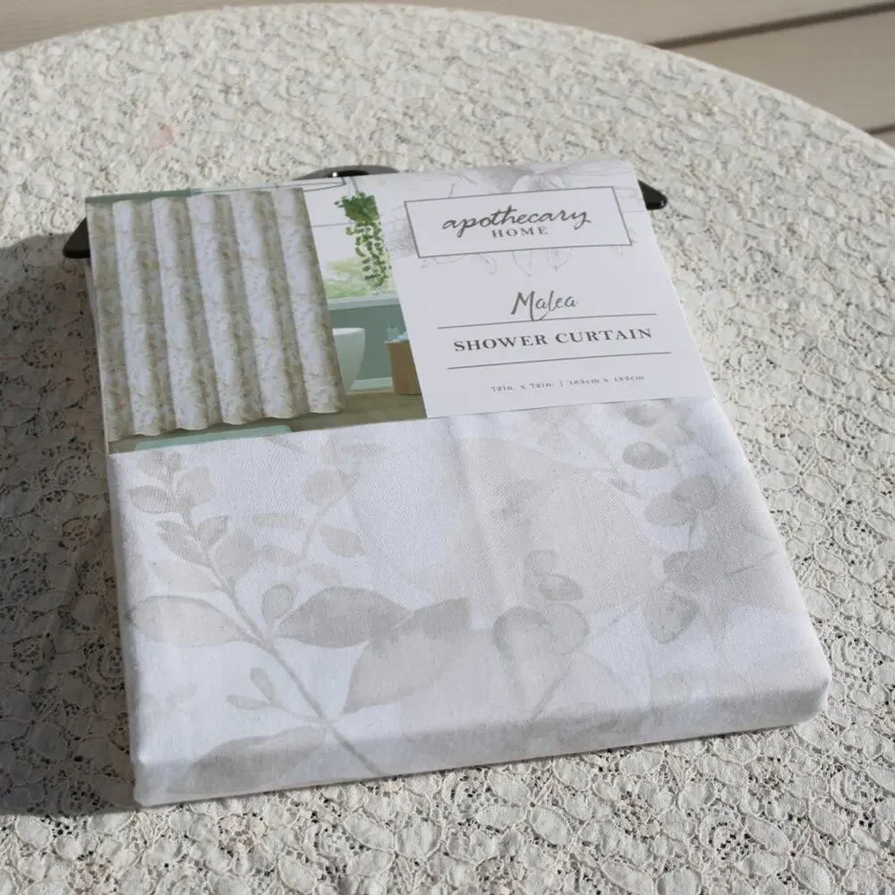 Apothecary Home Shower Curtain Cotton Blend Zen Floral Print 72